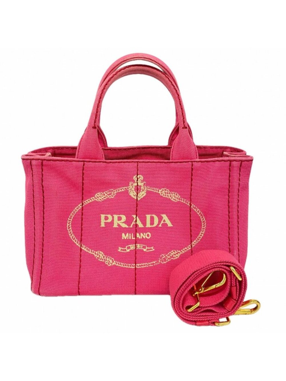 Prada Tote Canapa Canvas Pink Gold - Picture 1 of 10